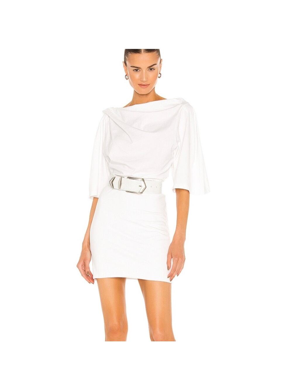 IRO Palmero Slouchy Ruched Tshirt Dress White Small S